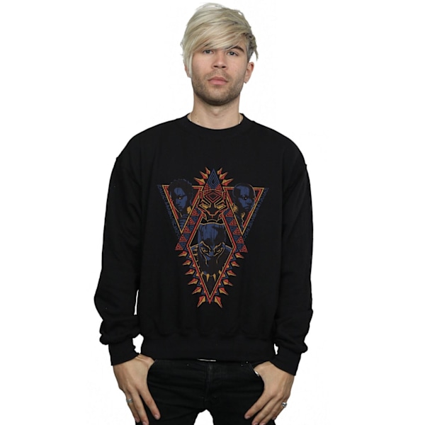 Marvel Herr Svart Panter Tribal Heads Sweatshirt L Svart Black L