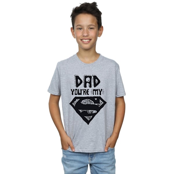 DC Comics Pojkar Superman Super Dad T-shirt 7-8 år Sports Grey Sports Grey 7-8 Years