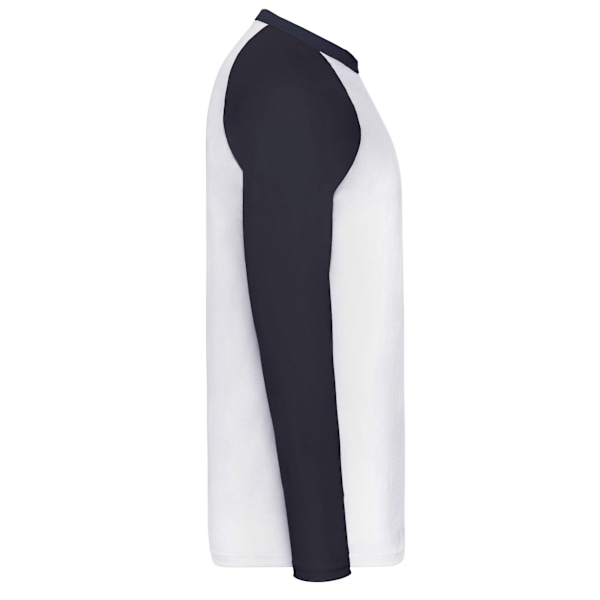 Fruit of the Loom herr långärmad baseball-t-shirt med kontrastfärger M White/Deep Navy M