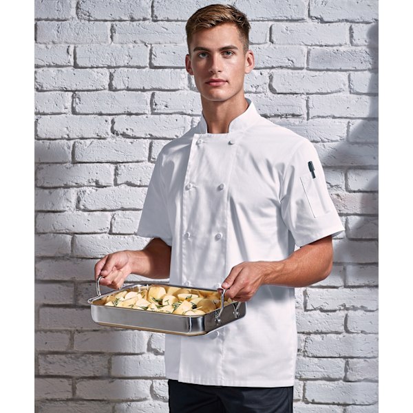 Premier Herr Coolchecker Kortärmad Kockjacka 4XL Vit White 4XL
