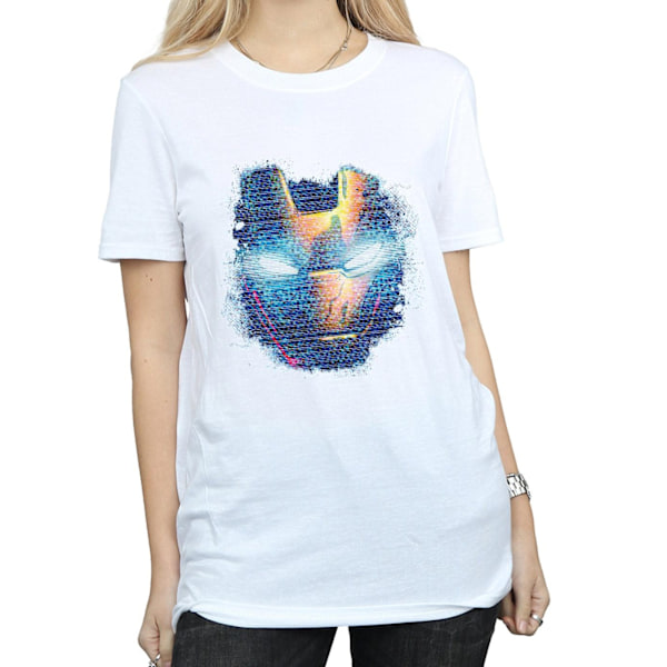 Marvel Dam/Kvinnor Iron Man Distressed Head Bomull Boyfriend White 3XL