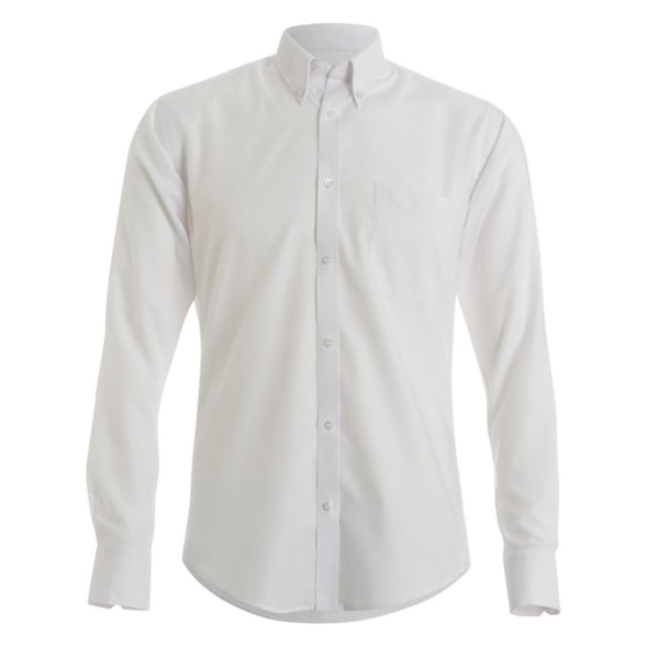 Kustom Kit Herr Långärmad Oxford Twill Skjorta 18 Vit White 18