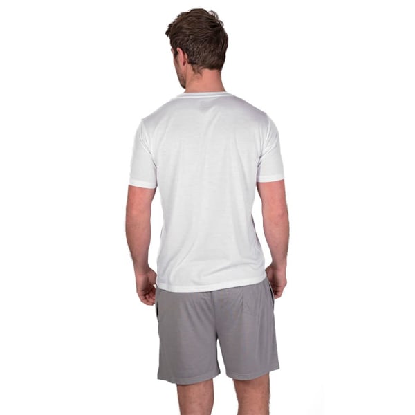 Light And Shade Herr Crew Neck Kort Pyjamas Set S Vit/Ljusgrå White/Light Grey S