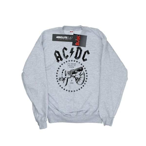 AC/DC Dam/Kvinnor Vi Saluterar Dig Cannon Sweatshirt S Heather G Heather Grey S