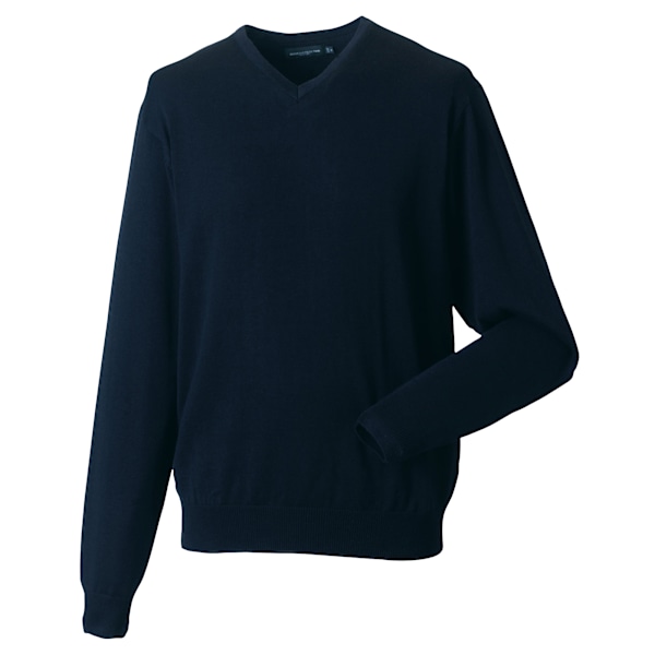 Russell Collection Herr V-halsad Stickad Pullover Sweatshirt XS F French Navy XS