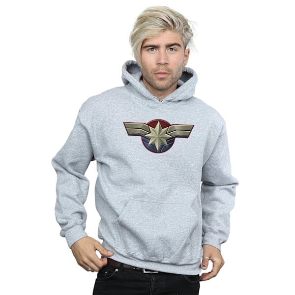 Marvel Herr Captain Marvel Bröst Emblem Hoodie S Sports Grey Sports Grey S