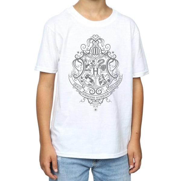 Harry Potter Boys Hogwarts Draco Dormiens Crest T-shirt 9-11 år White 9-11 Years
