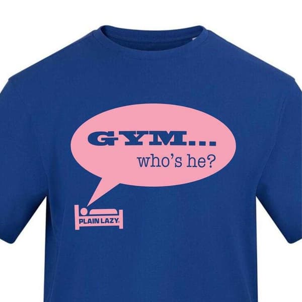 Plain Lazy Herr Gym Who's He? Tryckt T-shirt L Blå Blue L
