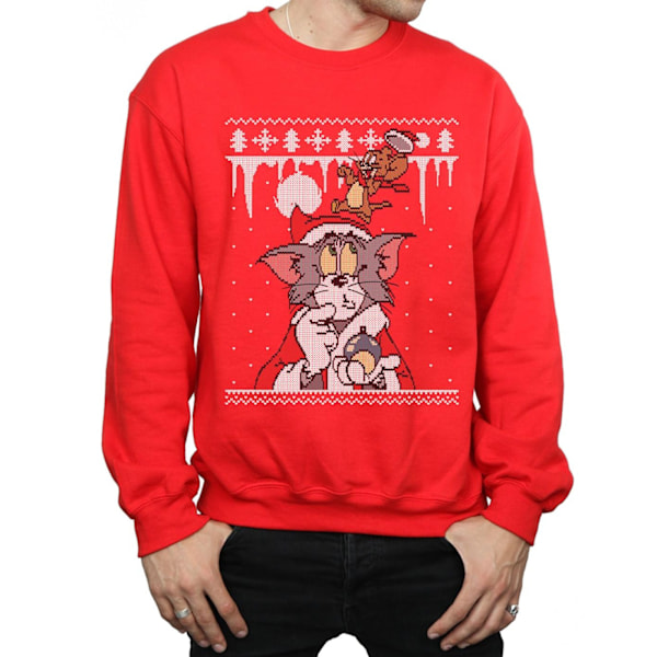 Tom And Jerry Herr Jul Fair Isle Sweatshirt M Röd Red M