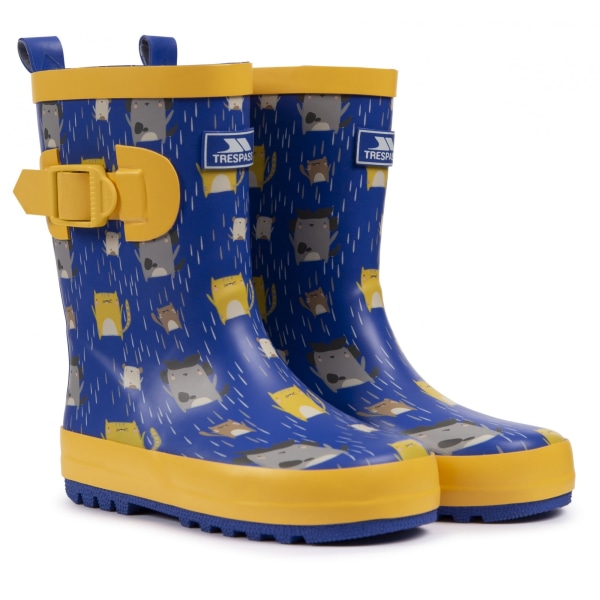 Trespass Childrens/Kids Puddle Wellington Boots 10 UK Child Blu Blue/Yellow 10 UK Child