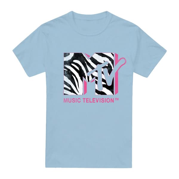 MTV Herr Rosa Zebra T-shirt S Ljusblå Light Blue S
