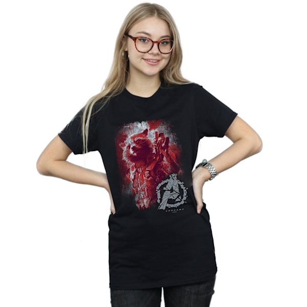 Marvel Womens/Ladies Avengers Endgame Rocket Borstad Bomull Pojkvän Black 3XL