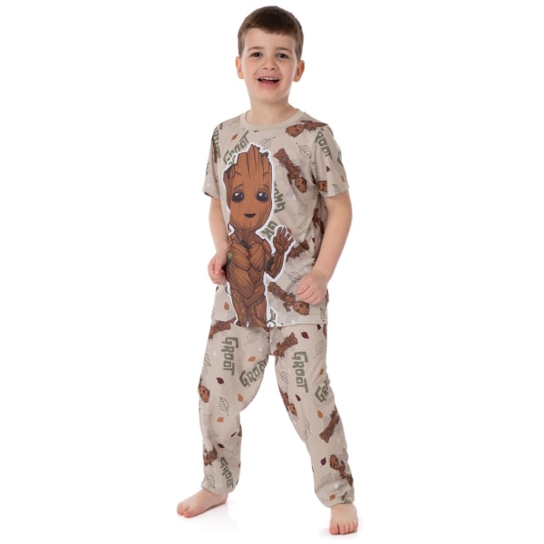 Guardians Of The Galaxy Boys I Am Groot All-Over Print Pyjama S Brown 7-8 Years