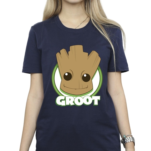 Guardians Of The Galaxy Dam/Damer Groot Badge Bomull Boyfriend T-Shirt Navy Blue L