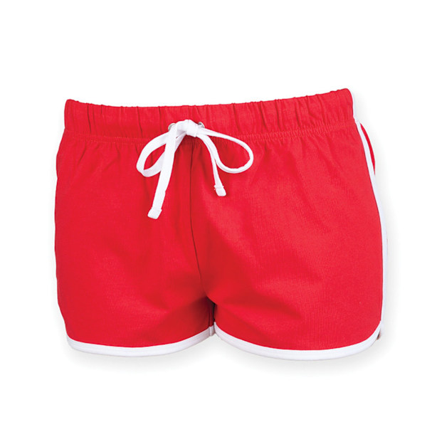 Skinni Fit Dam/Kvinnor Retro Träning / Fitness Sport Shorts Red/ White XS