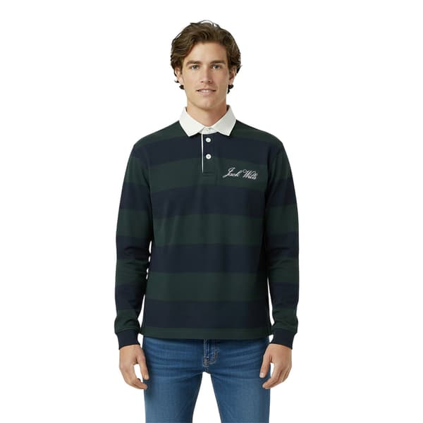 Jack Wills Herr Jersey Krage Avslappnad Passform Långärmad Rugby Pine/Navy M