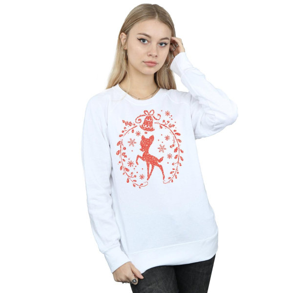 Disney Dam/Dam Bambi Christmas Wreath Sweatshirt L Vit White L