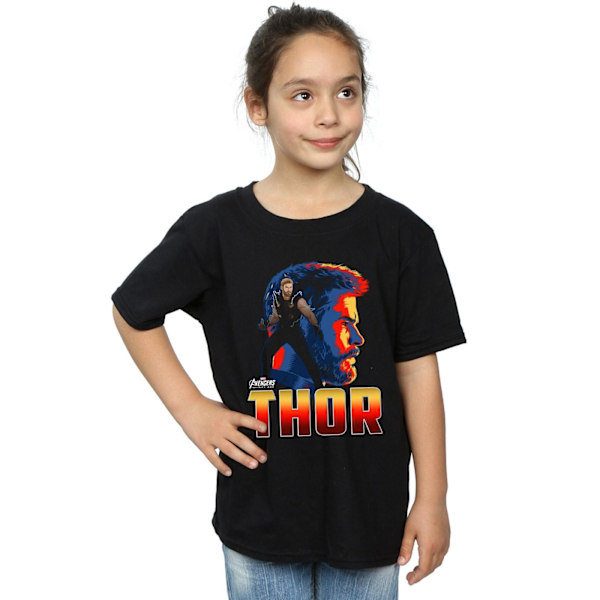 Marvel Girls Avengers Infinity War Thor Character Bomull T-Shir Black 5-6 Years