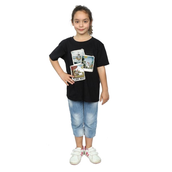 Frozen Girls Olaf Polaroid Bomull T-shirt 7-8 år Svart Black 7-8 Years