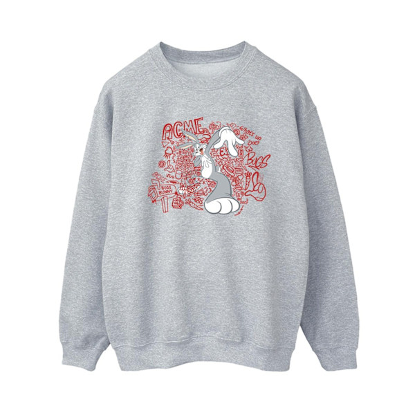 Looney Tunes Dam/Damer ACME Doodles Bugs Bunny Sweatshirt S Sports Grey S