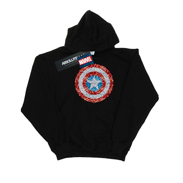 Marvel Boys Captain America Pixelated Shield Hoodie 9-11 år Black 9-11 Years