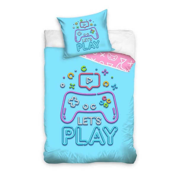 Let´s Play Game Bomull Reversibel Påslakan Set Enkelsäng Blå/M Blue/Multicoloured Single