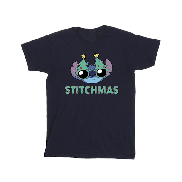 Disney Herr Lilo & Stitch Stitchmas Glasögon T-shirt 5XL Marin Blå Navy Blue 5XL