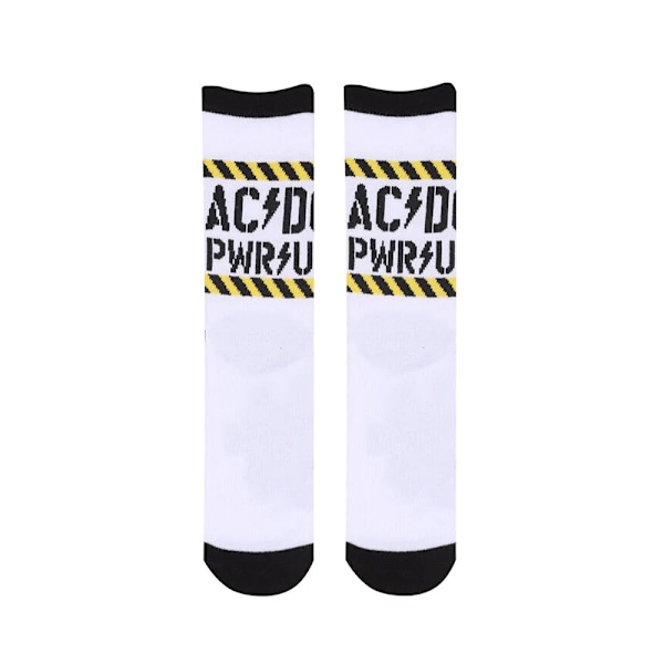 ACDC Unisex Vuxen Power Up Strumpor (2-pack) S-M Vit/Svart/Gul White/Black/Yellow S-M