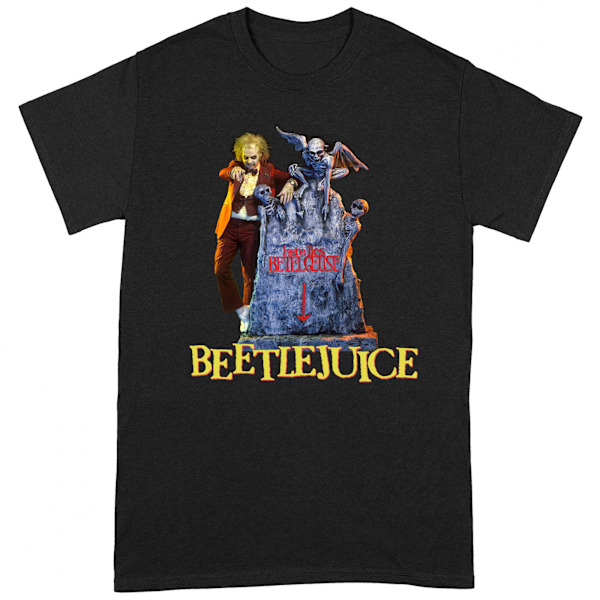 Beetlejuice Unisex Adult Here Lies T-Shirt XL Svart/Gul Black/Yellow XL