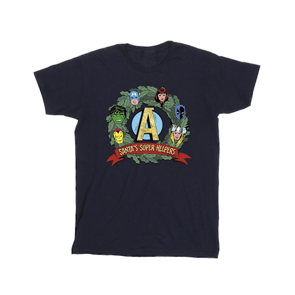 Marvel Girls Santa´s Super Helpers Bomull T-shirt 9-11 år Marinblå Navy Blue 9-11 Years