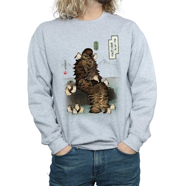 Star Wars Mens The Last Jedi Japanska Chewbacca Porgs Sweatshirt Sports Grey XXL