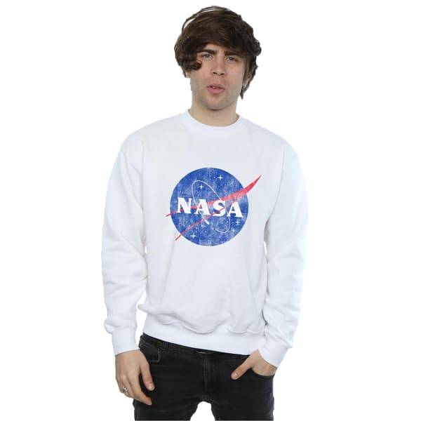NASA Classic Insignia Logo Distressed Sweatshirt S Vit White S