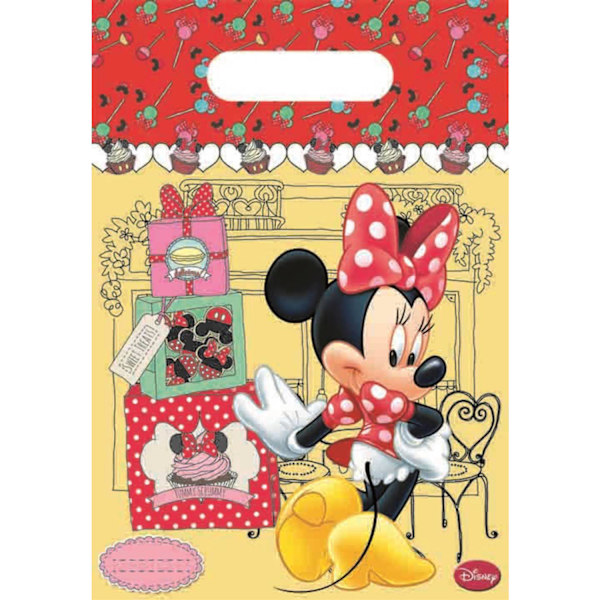 Minnie Mouse Cafe Plast Partypåsar (6-pack) One Size Yello Yellow/Red/Pink One Size