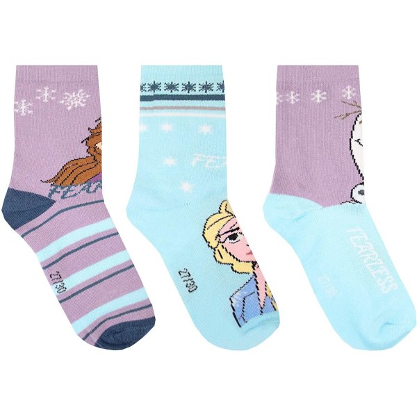 Frozen Girls Character Socks (paket med 3) 12,5 UK Child-3,5 UK P Purple/Light Blue 12.5 UK Child-3.5 UK