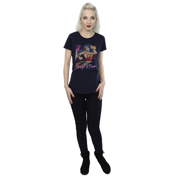 Wonder Woman Dam/Kvinnors Styrka Och Kraft Bomull T-Shirt M Navy Blue M