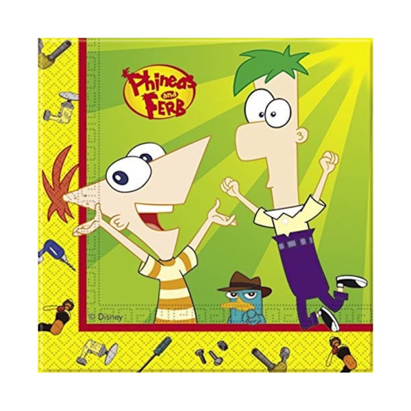 Phineas och Ferb Papperservetter (Förpackning om 20) En Storlek Flerfärgad Multicoloured One Size
