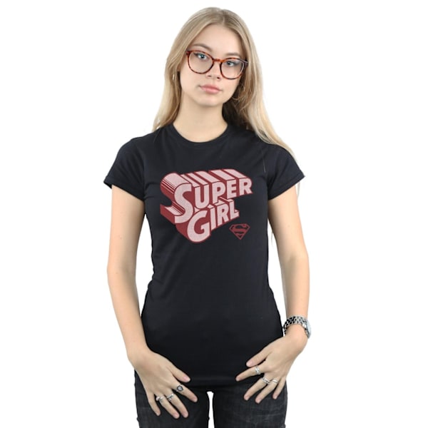 DC Comics Dam/Kvinnor Supergirl Retro Logo Bomull T-shirt S B Black S