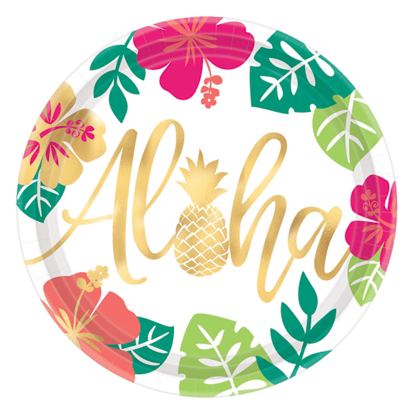 Amscan Aloha Pappersfestplattor (Förpackning om 8) En Storlek Flerfärgad Multicoloured One Size