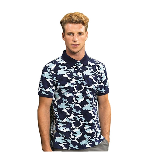 Asquith & Fox Herr Poloskjorta Kortärmad Kamouflagemönster L Kamouflage Blå Camo Blue L