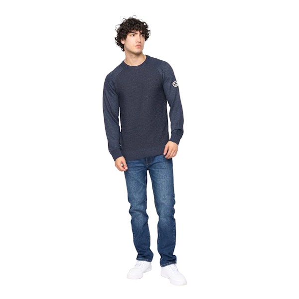 Bewley & Ritch Herr Crestfield Stickad Rundhals Tröja L Marinblå Navy Marl L