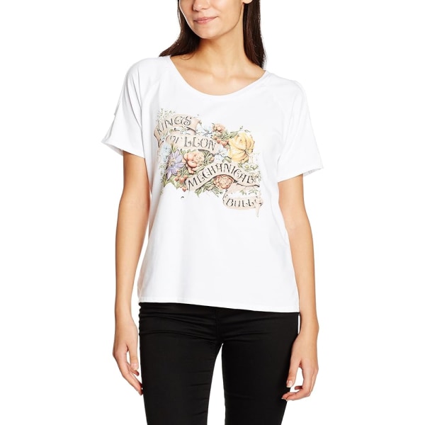 Kings Of Leon Dam T-shirt i bomull för kvinnor/damer, XL, vit White XL