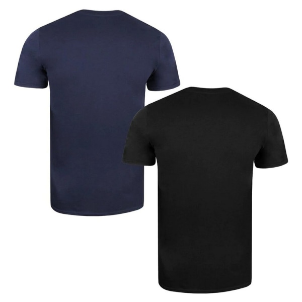 Back To The Future T-shirt i bomull med logotyp för män (förpackning om 2) S Svart Black/Navy S