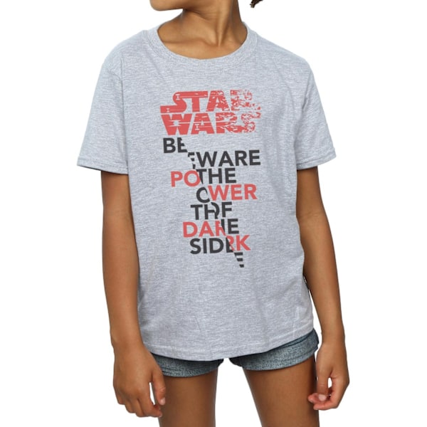 Star Wars Girls The Last Jedi Power Of The Dark Side Bomull T-S Sports Grey 5-6 Years