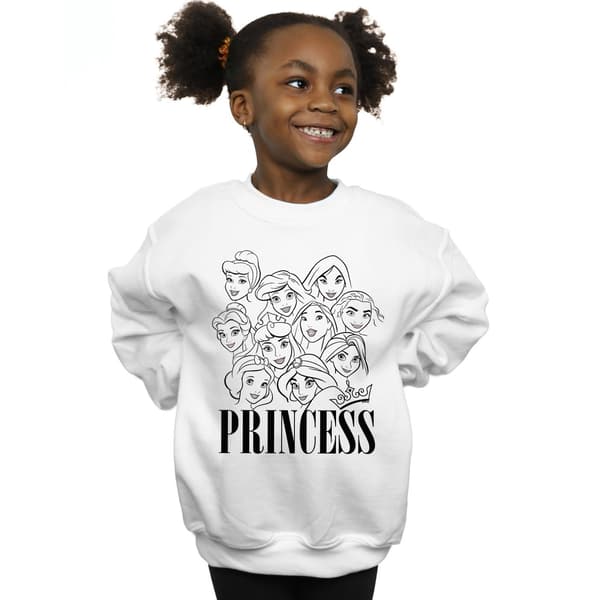 Disney Flickor Prinsessa Multi Faces Tröja 7-8 År Vit White 7-8 Years