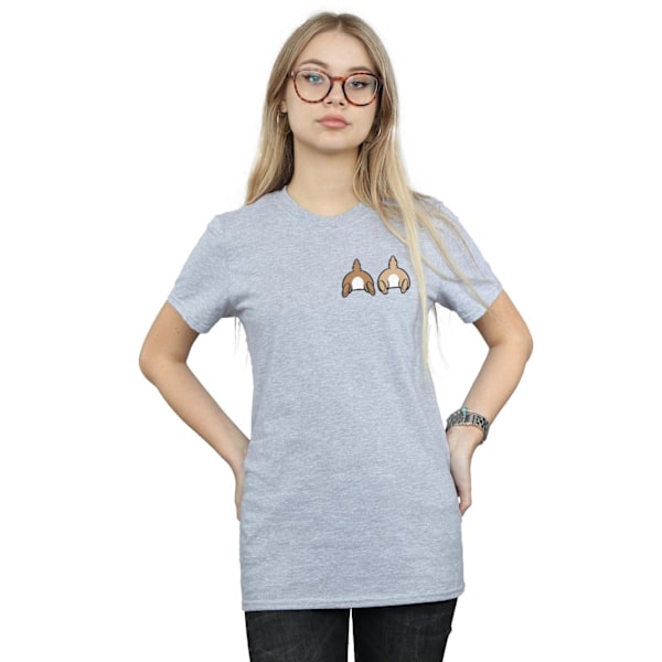 Disney Dam/Kvinnor Chip N Dale Baksida Brösttryck Bomull B Sports Grey L