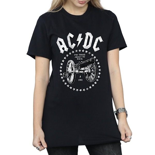 AC/DC Dam/Kvinnor Vi Saluterar Dig Cannon Bomull Pojkvän T-Shi Black 3XL