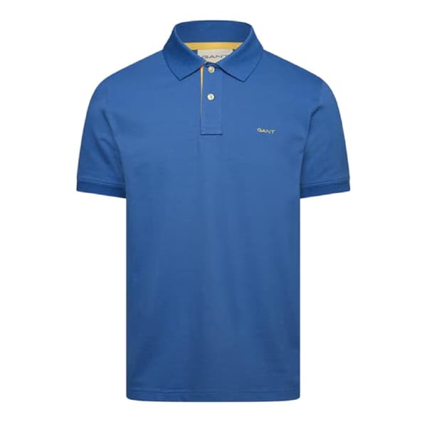 Gant Herr Pikétröja med Kontrastlogotyp S Blå Blue S