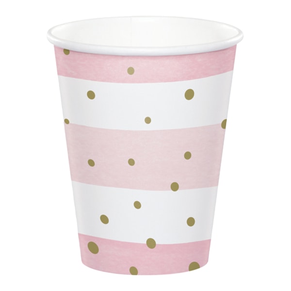 Kreativa engångsmuggar i papper för babyshower (förpackning om 8) White/Pink/Gold One Size