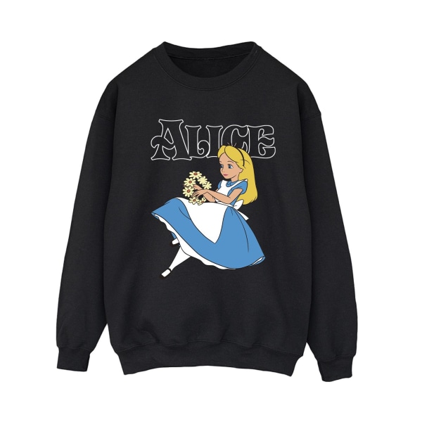 Disney Dam/Dam Alice In Wonderland Flowers Sweatshirt L B Black L