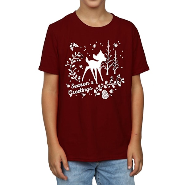 Disney Boys Bambi Christmas Greetings T-Shirt 7-8 år Bourgogne Burgundy 7-8 Years